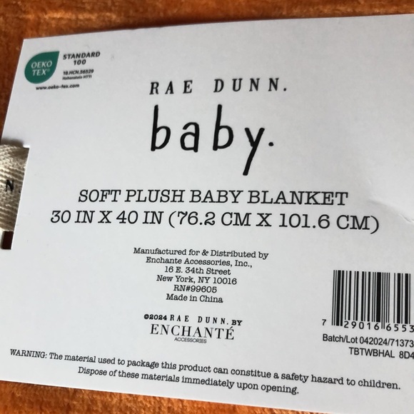 Rae Dunn LITTLE PUMPKIN Plush Baby Blanket - Picture 2 of 6